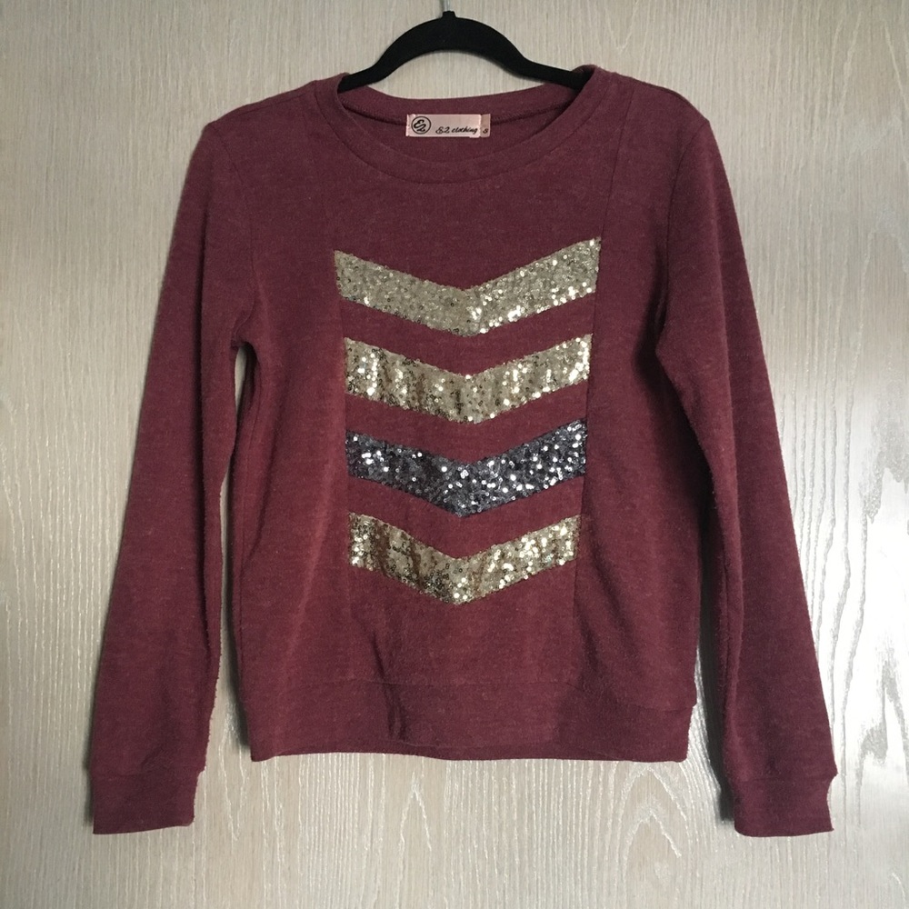 Mauve colored sweater with sequin chevron!